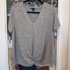 Ann Taylor Speckle Short-Sleeve Tie Detail…